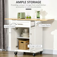 Kitchen Island Cart on Wheels with Extended Counter Drawer Cabinet Towel Racks