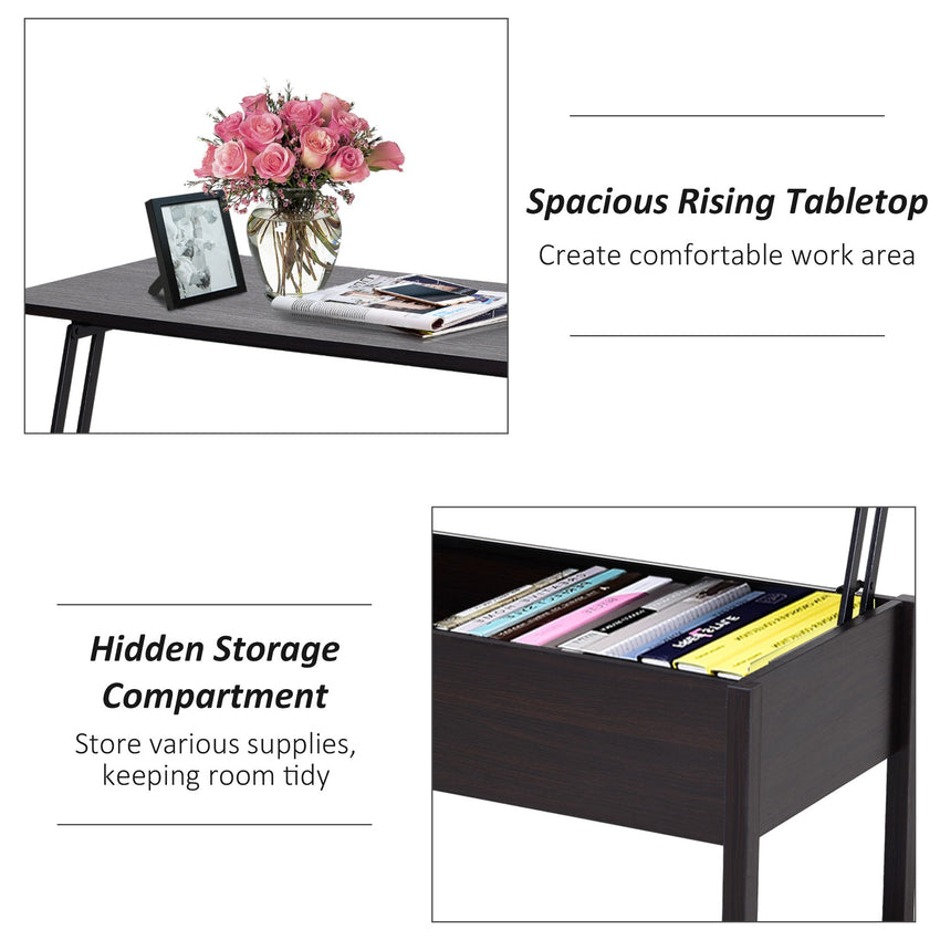 39" Modern Lift Top Coffee Table with Hidden Storage Compartment, Center Table for Living Room, Coffee