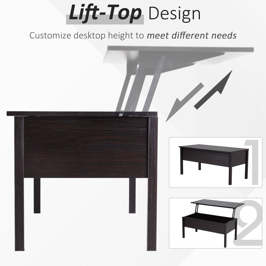 39" Modern Lift Top Coffee Table with Hidden Storage Compartment, Center Table for Living Room, Coffee