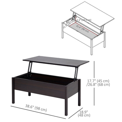 39" Modern Lift Top Coffee Table with Hidden Storage Compartment, Center Table for Living Room, Coffee
