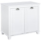 Tilt-Out Laundry Storage Cabinet, Bathroom Storage Organizer with Two-Compartment Tilt Out Hamper, White