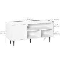 Modern TV Stand Cabinet for TVs up to 60 Inches with Storage Shelf, Cable Hole, Home Entertainment Unit Center, for Living Room Bedroom, White