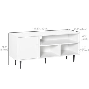 Modern TV Stand Cabinet for TVs up to 60 Inches with Storage Shelf, Cable Hole, Home Entertainment Unit Center, for Living Room Bedroom, White