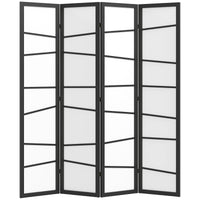 5.6ft Folding Room Divider, 4 Panel Wall Partition with Wood Frame for Bedroom, Home Office, White