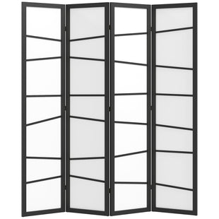 5.6ft Folding Room Divider, 4 Panel Wall Partition with Wood Frame for Bedroom, Home Office, White