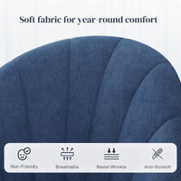 Modern Dining Chairs Set of 4, Upholstered Dining Room Chairs with Metal Legs, Shell Backrest, Padded Seat, Blue