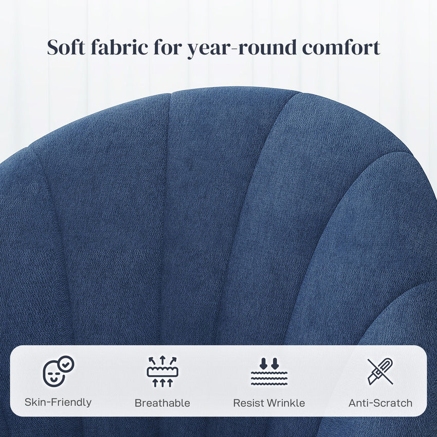 Modern Dining Chairs Set of 4, Upholstered Dining Room Chairs with Metal Legs, Shell Backrest, Padded Seat, Blue