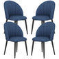 Modern Dining Chairs Set of 4, Upholstered Dining Room Chairs with Metal Legs, Shell Backrest, Padded Seat, Blue