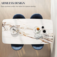 Modern Dining Chairs Set of 4, Upholstered Dining Room Chairs with Metal Legs, Shell Backrest, Padded Seat, Blue