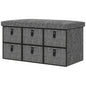 Shoe Bench with Seat, Shoe Storage Bench with Cushion and 6 Fabric Drawers for Entryway, Hallway, Bedroom, Charcoal Grey