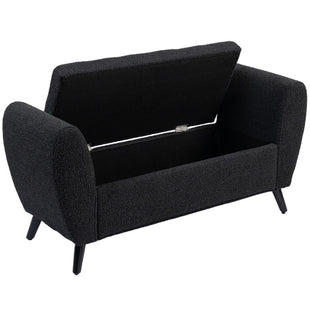 Upholstered Storage Bench with Arms, Modern Ottoman Bench for Bedroom, Entryway, and Living Room, Black