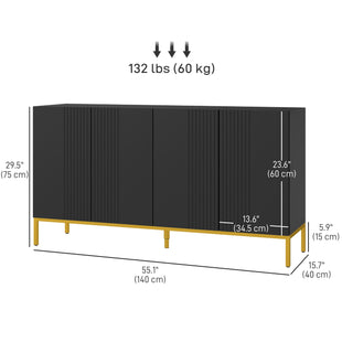 Sideboard Storage Cabinet with Adjustable Shelves, Soft-Close Doors, Kitchen Buffet Cabinet for Dining Room, Black