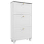 Narrow Shoe Storage with 3 Flip Drawers and Adjustable Shelves, Shoe Cabinet Organizer for 12 Pairs of Shoes, White