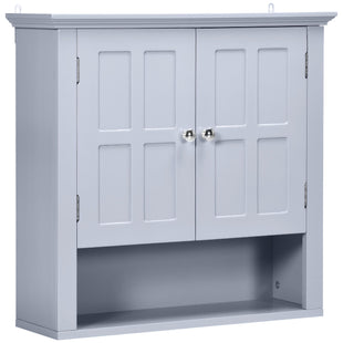 Bathroom Wall Cabinet, Medicine Cabinet, Over Toilet Storage Cabinet with Adjustable Shelf and 2 Doors for Hallway, Living Room, Gray