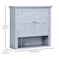 Bathroom Wall Cabinet, Medicine Cabinet, Over Toilet Storage Cabinet with Adjustable Shelf and 2 Doors for Hallway, Living Room, Gray