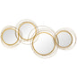 Metal Wall Art Gold Frame Circle Bathroom Mirror Decor Home Hanging Wall Sculptures for Living Room Bedroom Dining Room, 42.25" W x 22" H, Gold