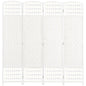 4 Panel Folding Room Divider, Portable Privacy Screen, Wave Fiber Room Partition for Home Office, White
