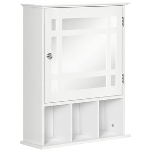 Bathroom Mirror Cabinet, Wall Mounted Medicine Cabinet, 3 Shelf Organizer for Kitchen, White