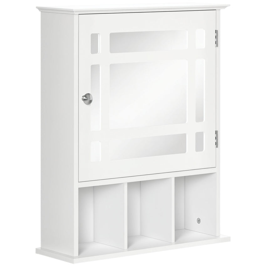 Bathroom Mirror Cabinet, Wall Mounted Medicine Cabinet, 3 Shelf Organizer for Kitchen, White