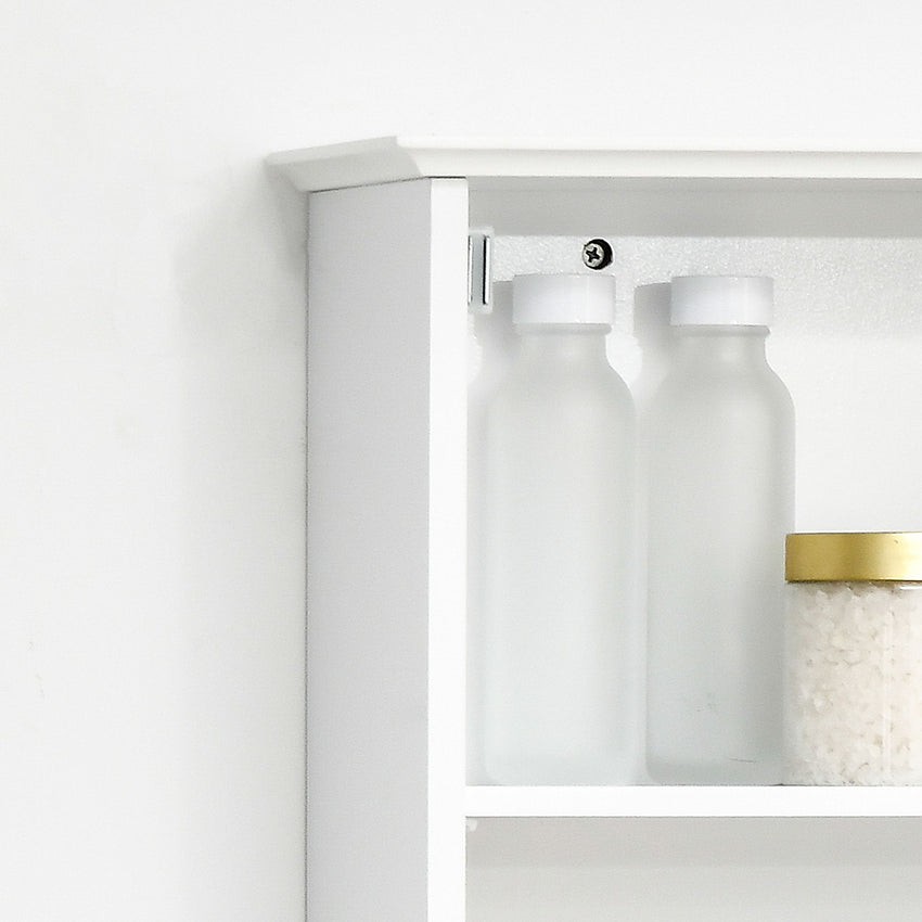 Bathroom Mirror Cabinet, Wall Mounted Medicine Cabinet, 3 Shelf Organizer for Kitchen, White