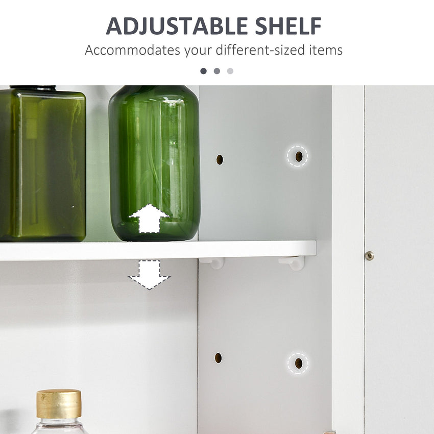 Bathroom Mirror Cabinet, Wall Mounted Medicine Cabinet, 3 Shelf Organizer for Kitchen, White