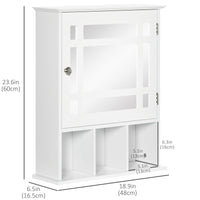Bathroom Mirror Cabinet, Wall Mounted Medicine Cabinet, 3 Shelf Organizer for Kitchen, White