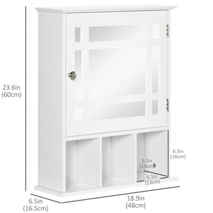 Bathroom Mirror Cabinet, Wall Mounted Medicine Cabinet, 3 Shelf Organizer for Kitchen, White