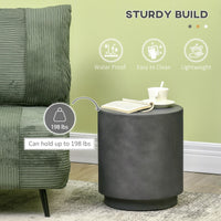 Terrazzo Finish Side Table, 17" Round End Table for Indoor and Outdoor, Charcoal Grey