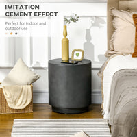 Terrazzo Finish Side Table, 17" Round End Table for Indoor and Outdoor, Charcoal Grey