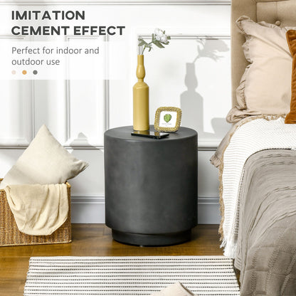 Terrazzo Finish Side Table, 17" Round End Table for Indoor and Outdoor, Charcoal Grey