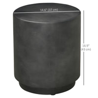 Terrazzo Finish Side Table, 17" Round End Table for Indoor and Outdoor, Charcoal Grey