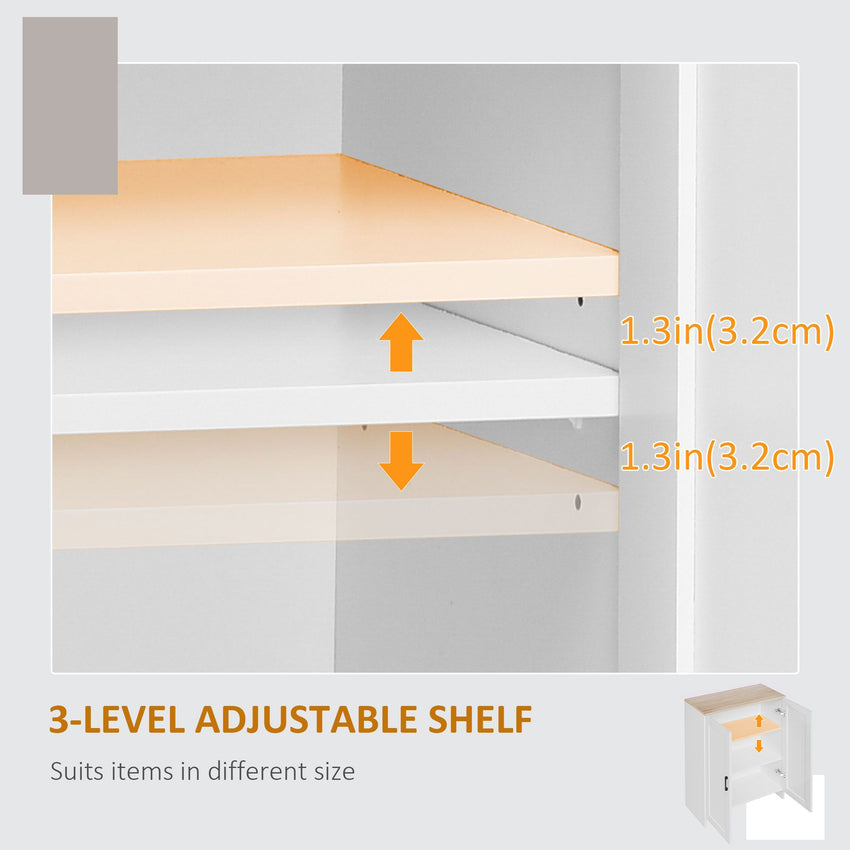 Modern Storage Cabinet with Doors and Adjustable Shelf for Kitchen, Living room, 23.6" x 11.8" x 35.4", White