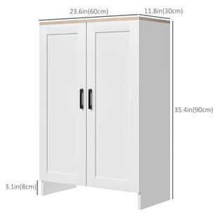Modern Storage Cabinet with Doors and Adjustable Shelf for Kitchen, Living room, 23.6" x 11.8" x 35.4", White