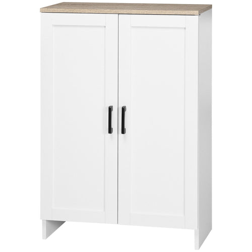 Modern Storage Cabinet with Doors and Adjustable Shelf for Kitchen, Living room, 23.6" x 11.8" x 35.4", White