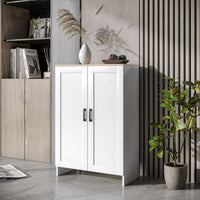 Modern Storage Cabinet with Doors and Adjustable Shelf for Kitchen, Living room, 23.6" x 11.8" x 35.4", White
