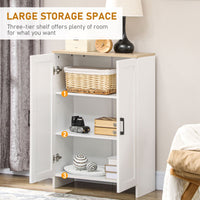 Modern Storage Cabinet with Doors and Adjustable Shelf for Kitchen, Living room, 23.6" x 11.8" x 35.4", White