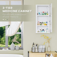 Wall Mount Medicine Cabinet Bathroom Cabinet with 2 Shelves, Steel Frame and Magnetic Door, White