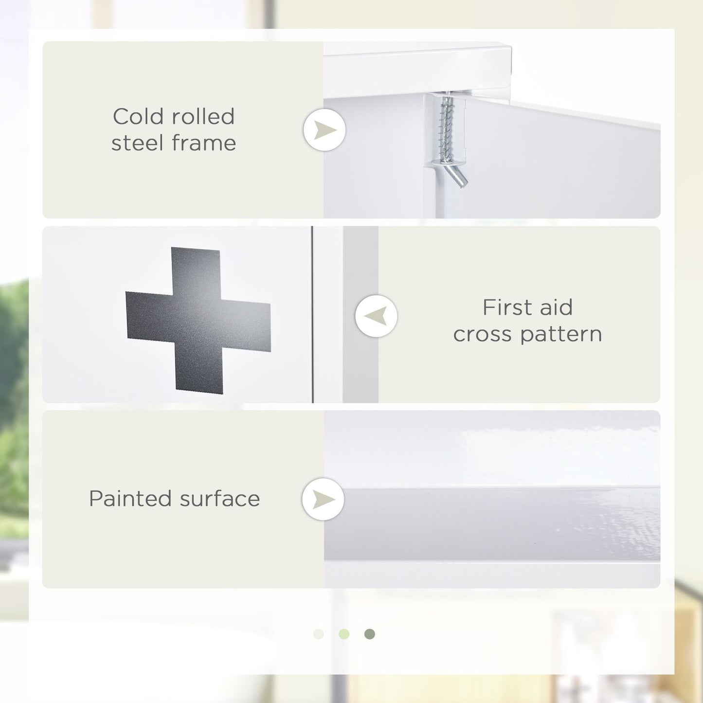 Wall Mount Medicine Cabinet Bathroom Cabinet with 2 Shelves, Steel Frame and Magnetic Door, White