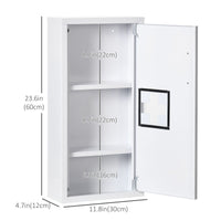 Wall Mount Medicine Cabinet Bathroom Cabinet with 2 Shelves, Steel Frame and Magnetic Door, White