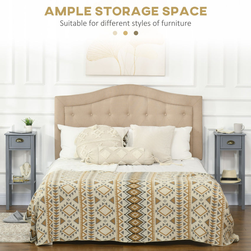 Bedside Table Set of 2, Narrow Side Table with Drawer and Shelf, 2 Tier Tall Nightstand for Bedroom, Grey