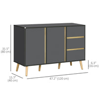 Sideboard Buffet Cabinet with Adjustable Shelves - Dark Grey