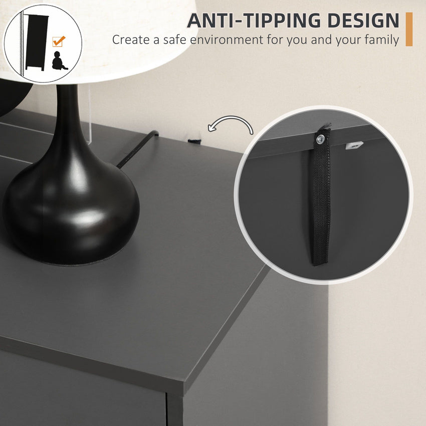 Sideboard Buffet Cabinet with Adjustable Shelves - Dark Grey