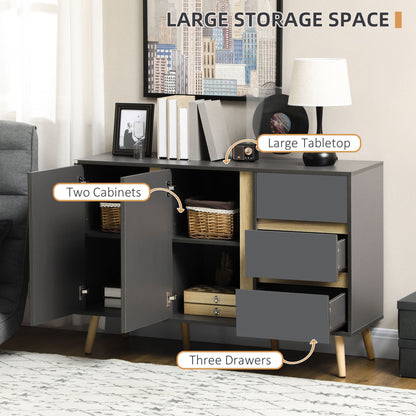 Sideboard Buffet Cabinet with Adjustable Shelves - Dark Grey