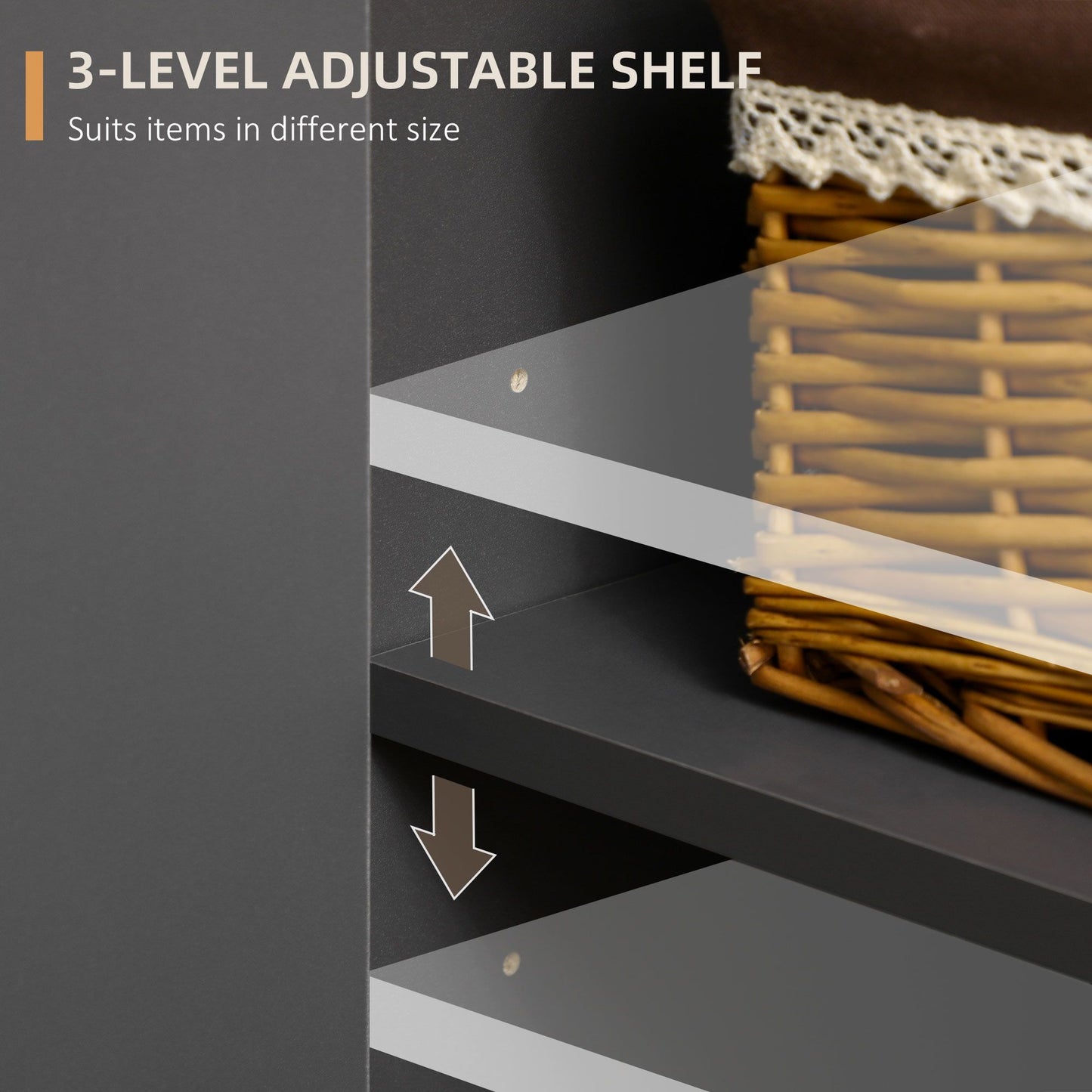 Sideboard Buffet Cabinet with Adjustable Shelves - Dark Grey