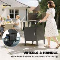 Outdoor Grill Dining Cart with Stainless Steel Top, Pizza Oven Stand Table with Foldable Side Table, Silver