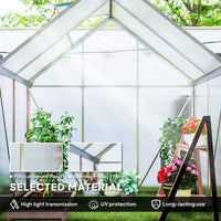 6' x 4' x 6.6' Walk-in Greenhouse, Polycarbonate Greenhouse with Adjustable Roof Vent, Base, Sliding Door, Clear