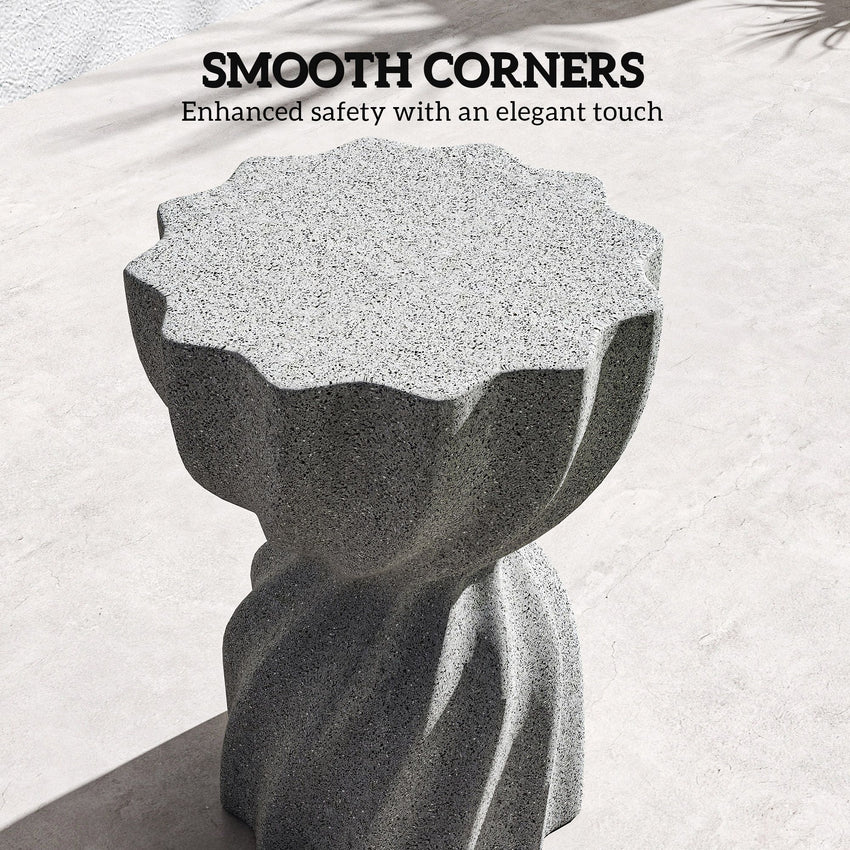 Spiral Decorative Garden Stool, Flower Top Outdoor Stool Side Table Plant Stand Footstool for Indoor Outdoor, Grey