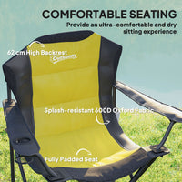 2 Pack Folding Camping Chairs, High Back Folding Chairs w/ Cup Holder, Padded Camping Chairs for Outdoor Events, Yellow