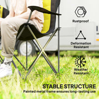 2 Pack Folding Camping Chairs, High Back Folding Chairs w/ Cup Holder, Padded Camping Chairs for Outdoor Events, Yellow