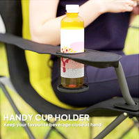 2 Pack Folding Camping Chairs, High Back Folding Chairs w/ Cup Holder, Padded Camping Chairs for Outdoor Events, Yellow